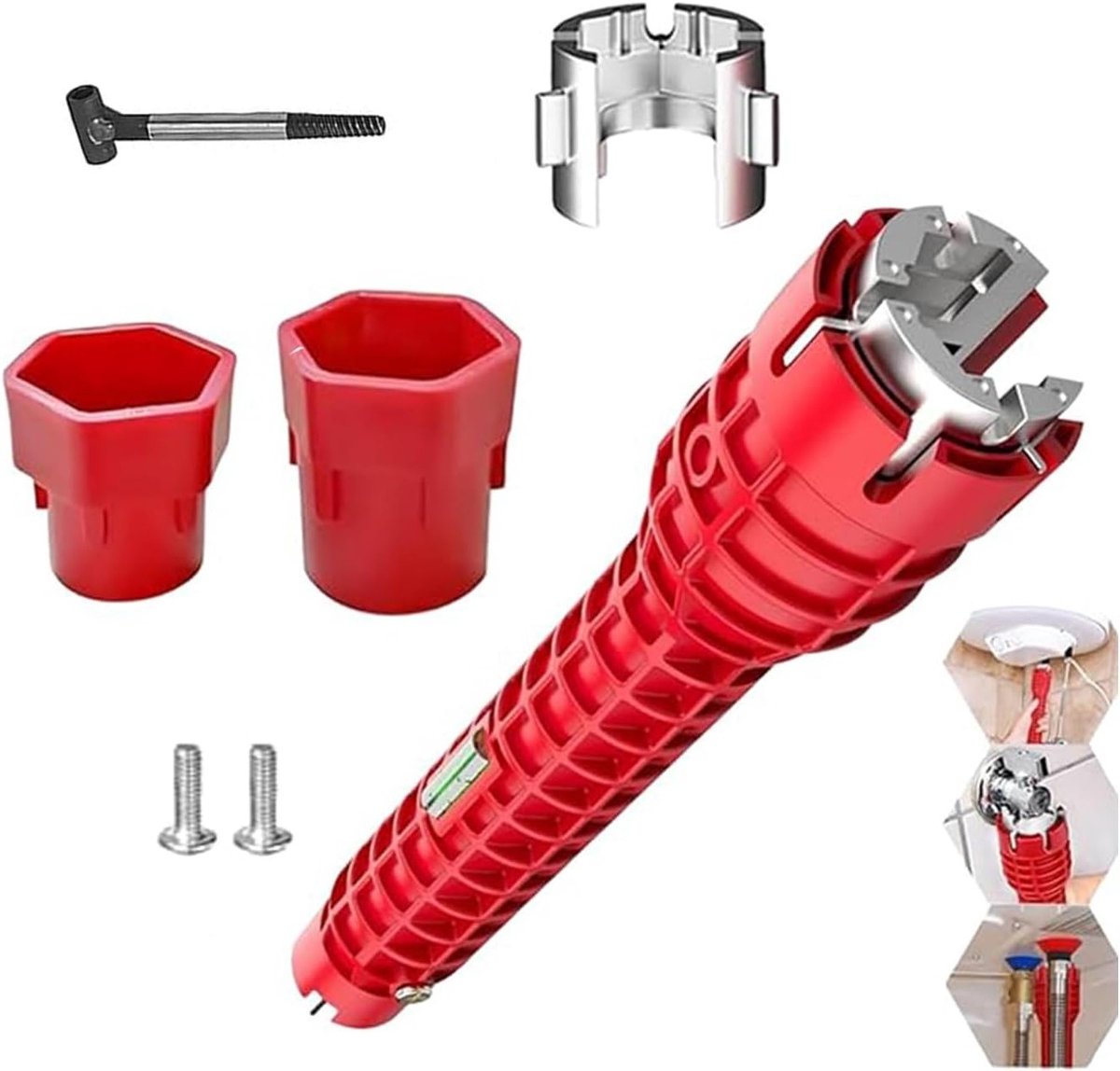 8-in-1 Sanitair Spoelsleutel - Multifunctionele Sleutel voor Toilet, Spoelbak en Badkameraccessoires, Ideaal voor Klussen in Keuken en Sanitair