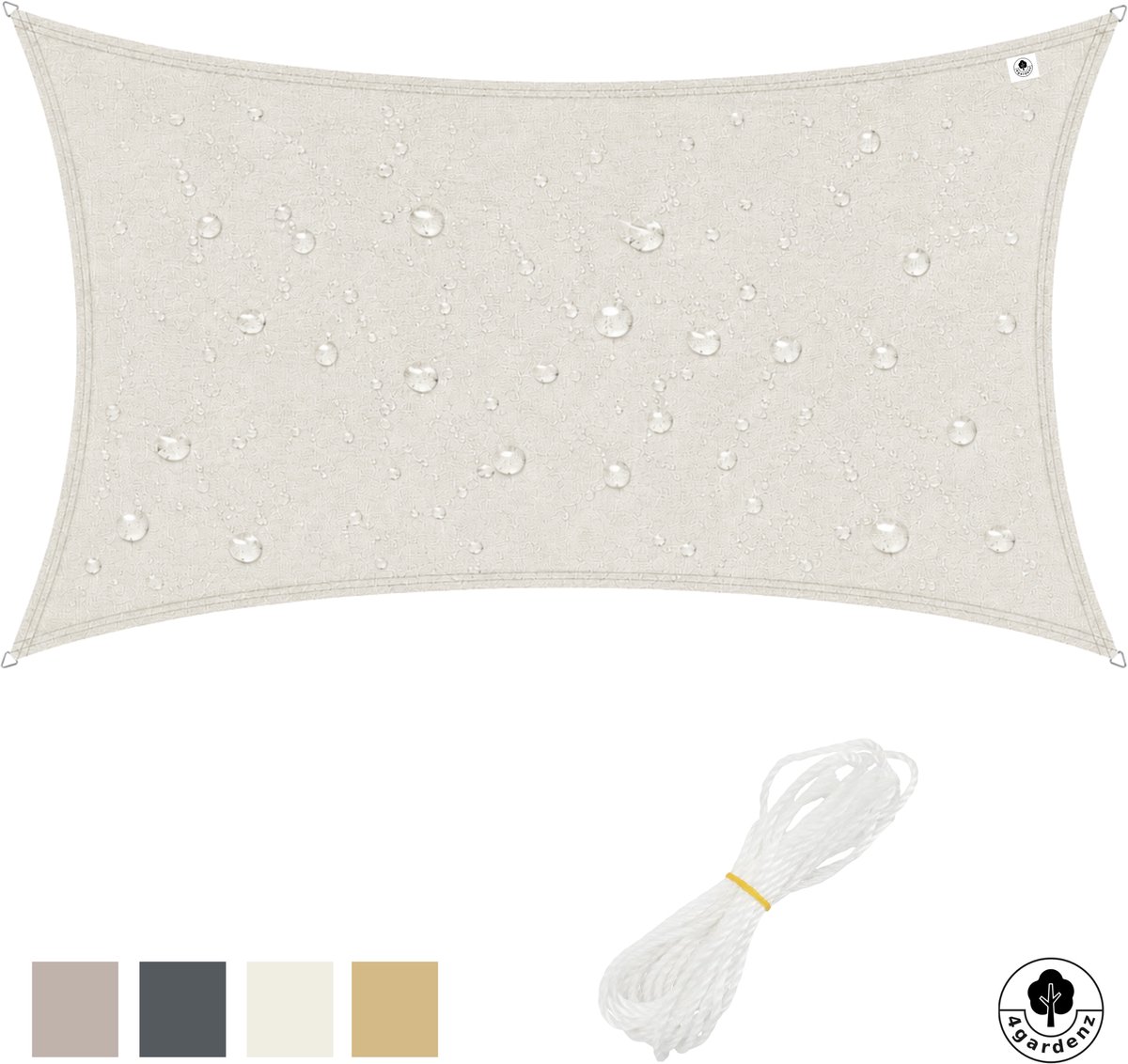 4gardenz Schaduwdoek Waterafstotend Rechthoek 2x3 mtr - Crème