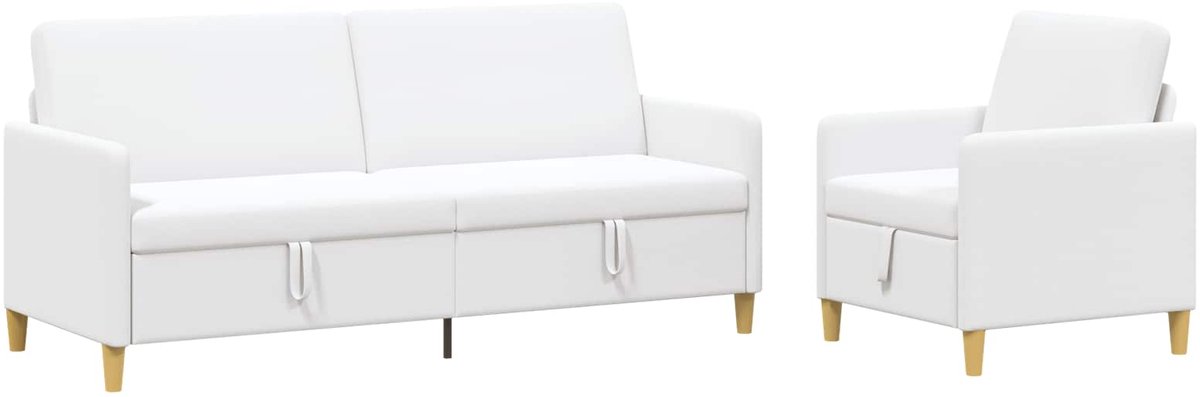vidaXL - Sofa - Set - Met - Opslag - 2 - st - Wit - Polyester