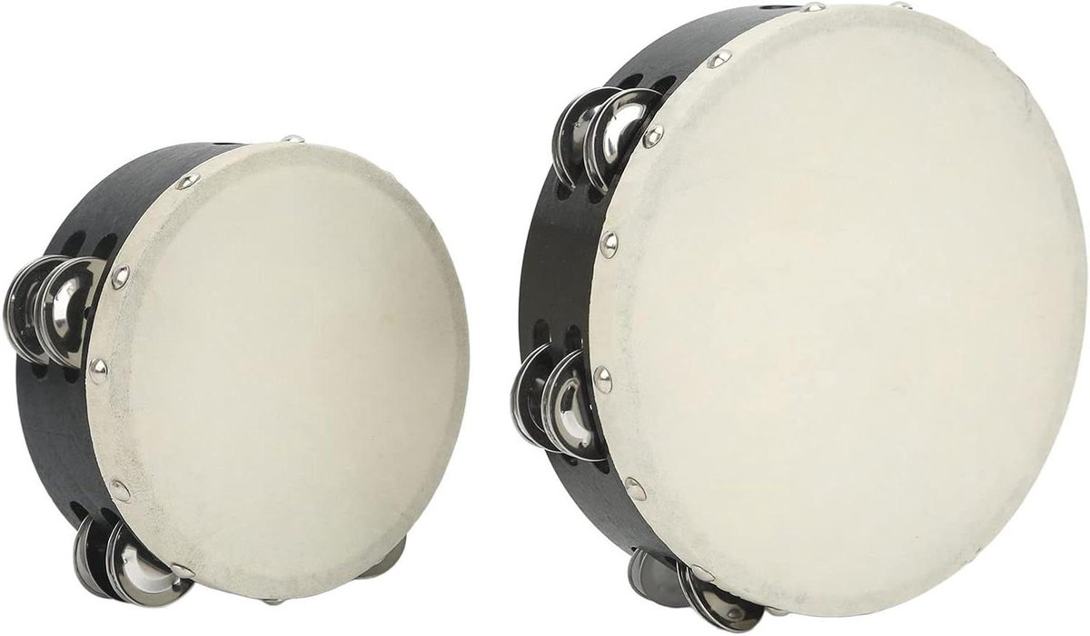 Houten Handtrommels - Percussie Set - Muzikale Educatie - Set van 2 - 6 en 8 inch - Natuurlijk