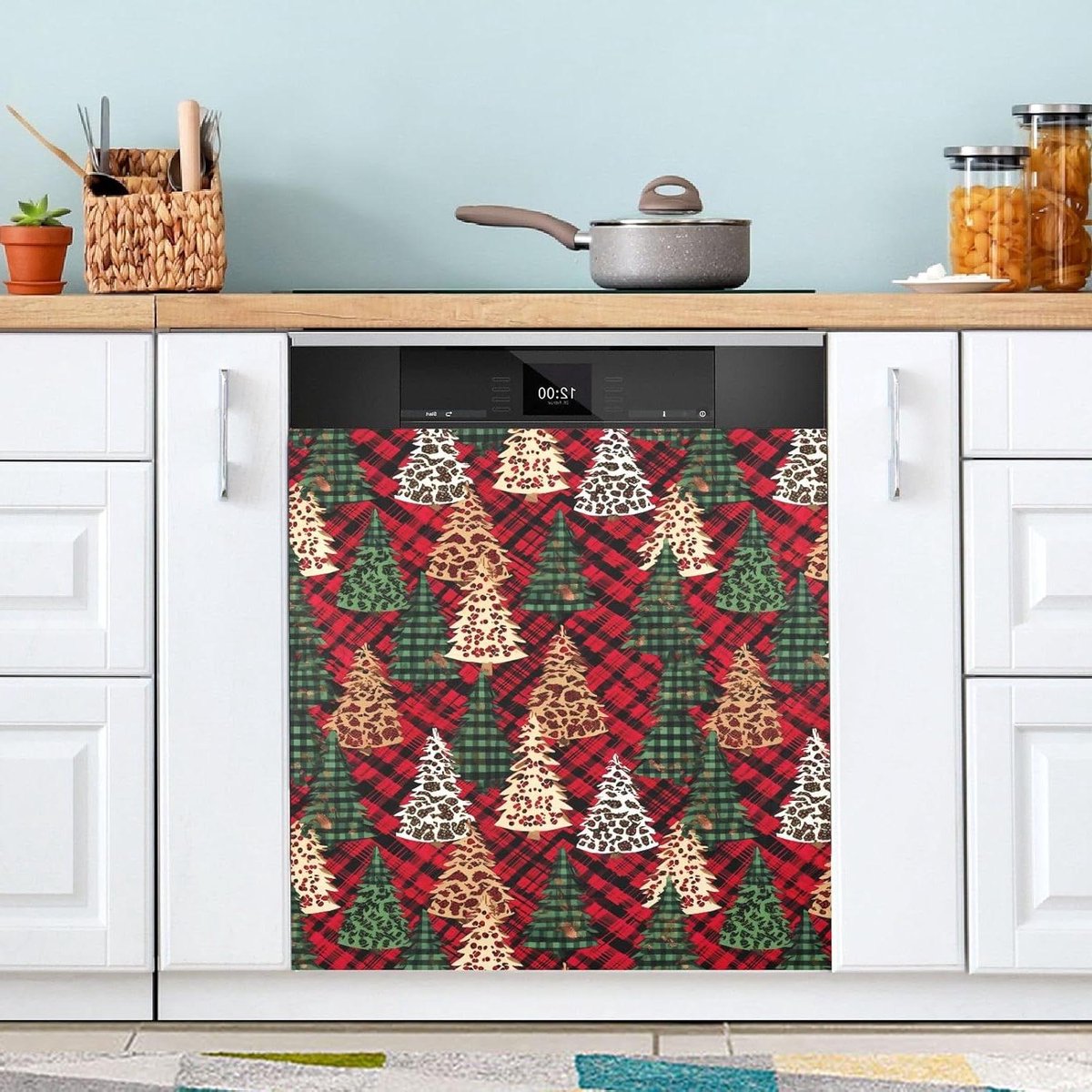 Vaatwasserhoezen Magnetisch - Keuken Decoratie - Keuken Opfrissen - Beschermend Decoratief - 58 x 66 cm - Rood Plaid