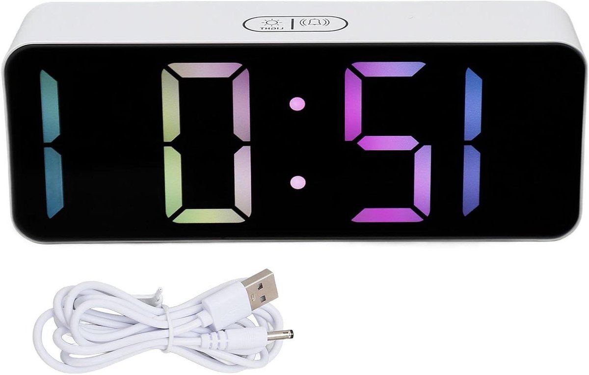Digitale Wekker - Tafelklok LED - Nieuwe Dag - Slimme Sensor - 8x5 cm - Kleurrijk
