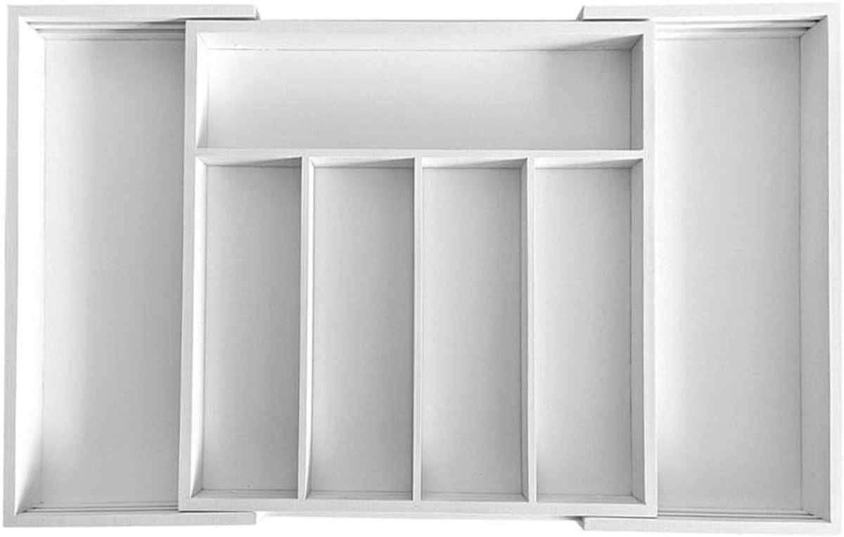 Bestekdoos Organizer - Laden Indeler - Keuken Opbergen - Uitschuifbaar Ontwerp - 52 cm - Wit