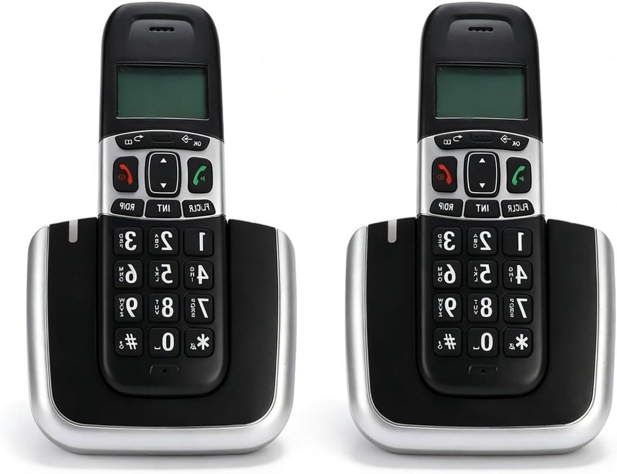 Draadloze Telefoon met DECT 6.0 Full-duplex Luidsprekertelefoon, Draadloze Telefoon met 2 Handsets en Oproepblokkering (EU-stekker)