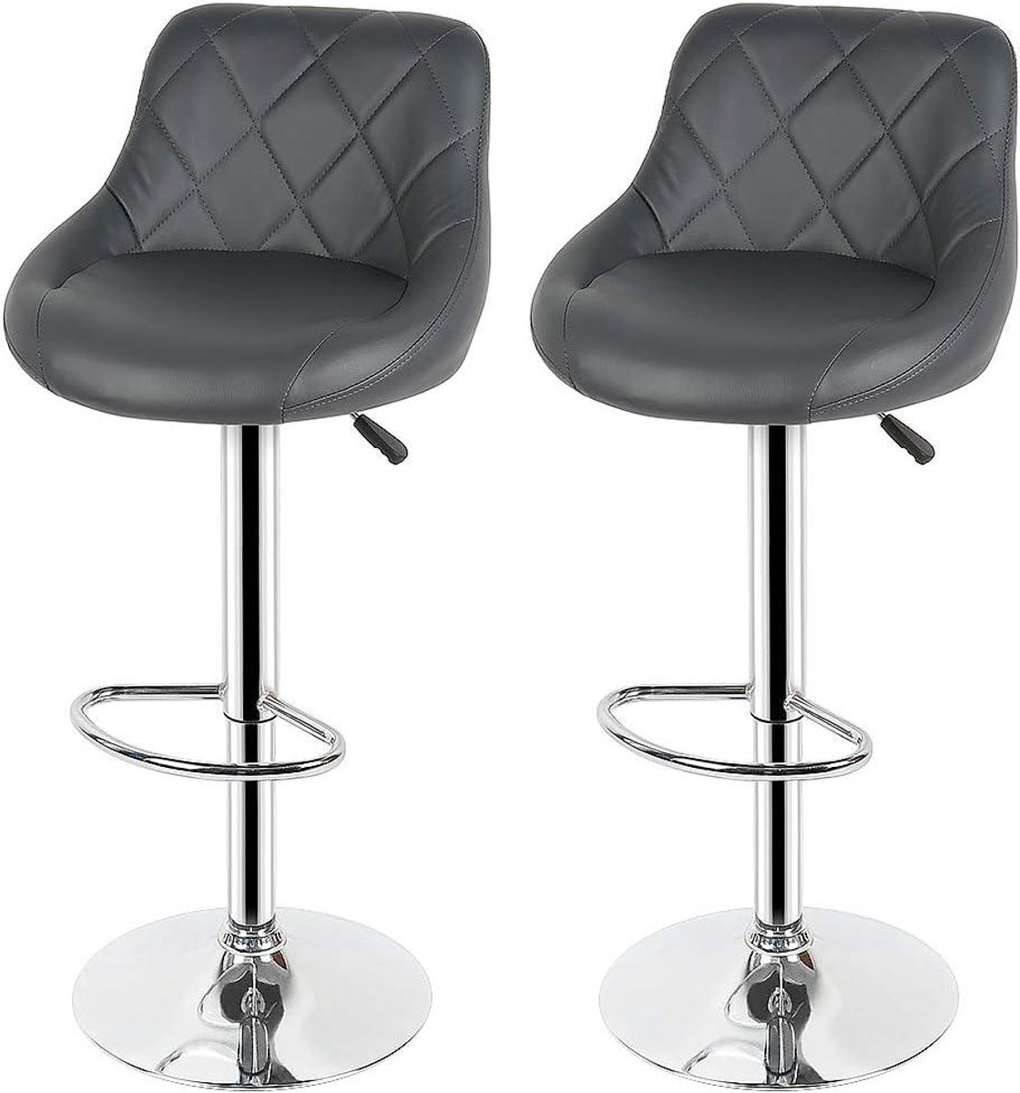 Barkruk Set - Keukenstoel - Comfortabel Zitten - Inclusief Rugleuning - 38x35x104 cm - Grijs