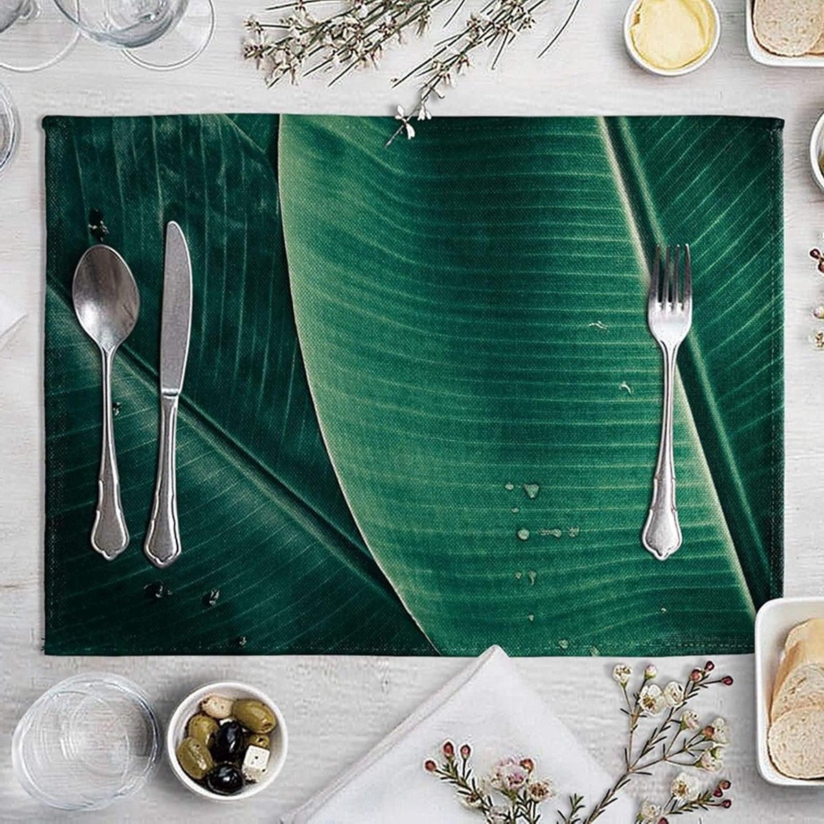 Eettafel Placemats - Tafelonderleggers - Bescherming Tafel - Hittebestendig - 40x30 cm - Groen