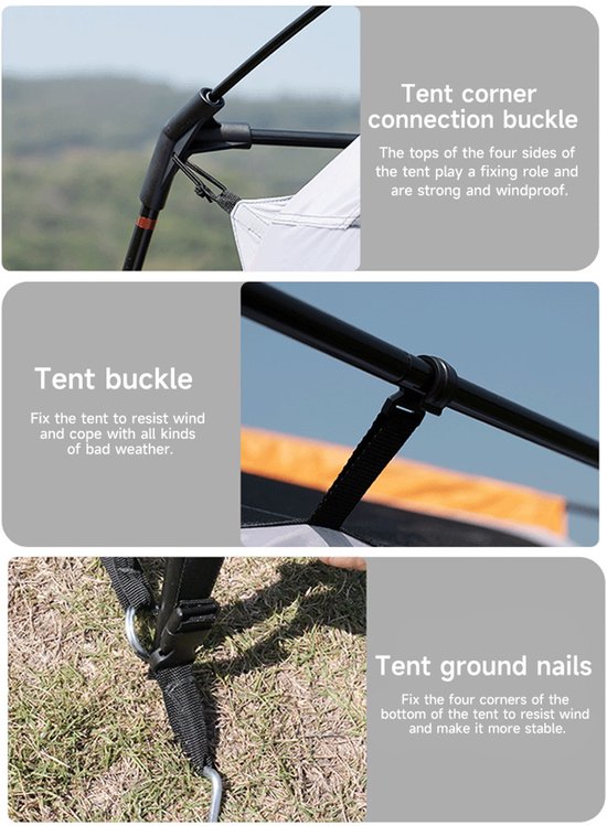 Jently kampeertent - tent - koepeltent - zon bestendig - zonnescherm - 2-4 pers - groen — afbeelding 3