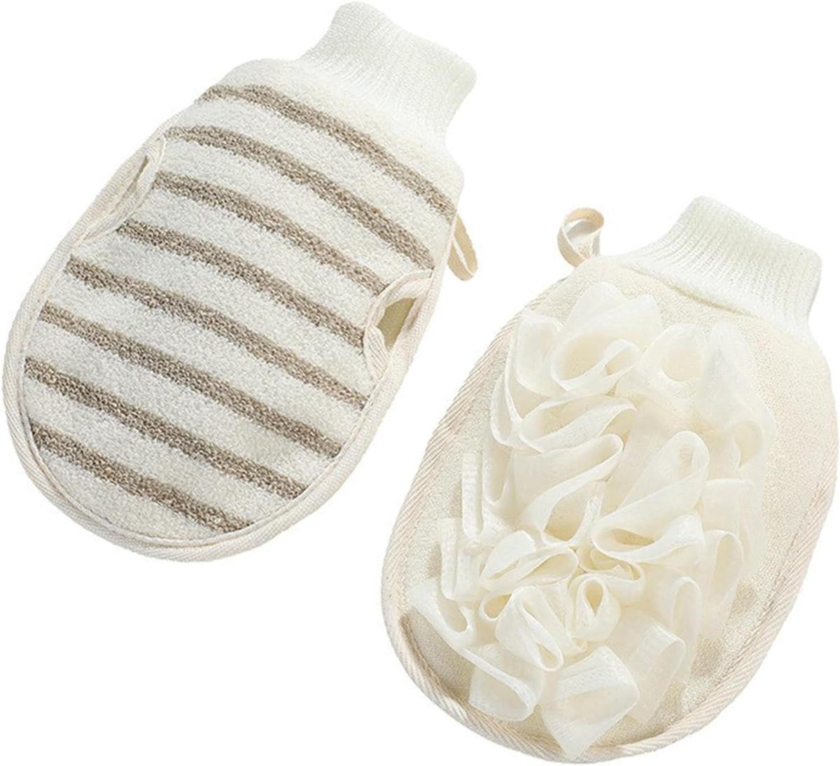 Peeling Handschoenen - Luxe Scrub - Huid Reinigen - Dubbelzijdig - 2 Stuks - Natuurlijk