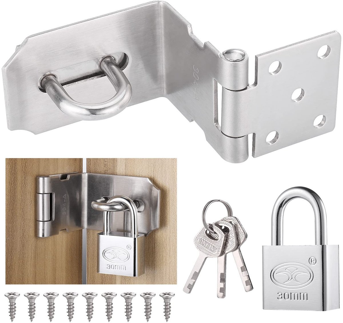 Dailygoods - Dailygoody - Deur Slot - Padlock - Robuuste Beveiliging - Universeel - 90 en 180 Graden Montage - Geschikt voor Deuren en Poorten