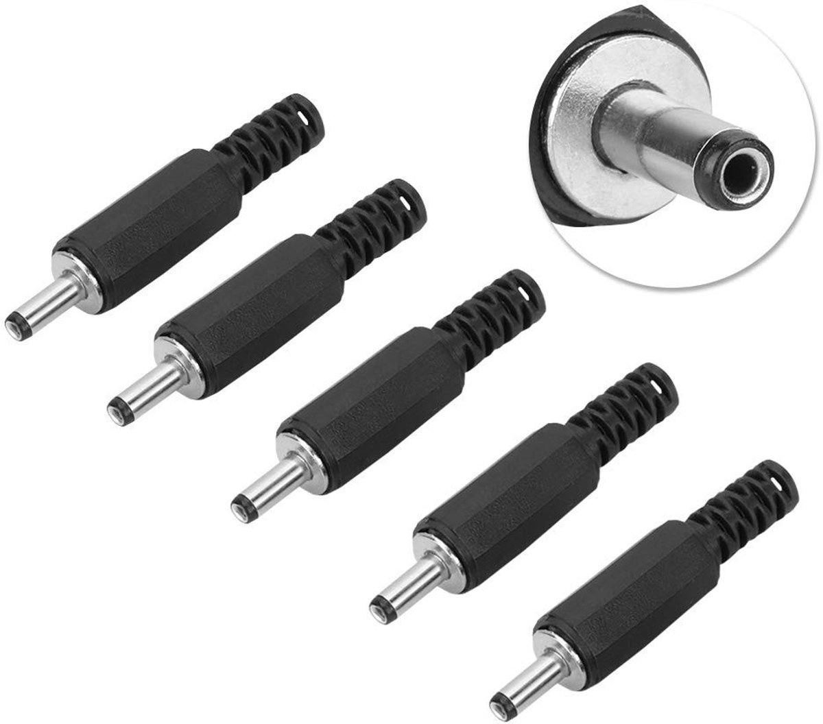 Dailygoods - Innovra - Dailygoods - Dailygoody - DC-stekker - verbindingsadapter - 5 stuks - 1,3 mm x 3,5 mm - repareren stroomkabels - essentiële connector - geschikt voor audioapparatuur