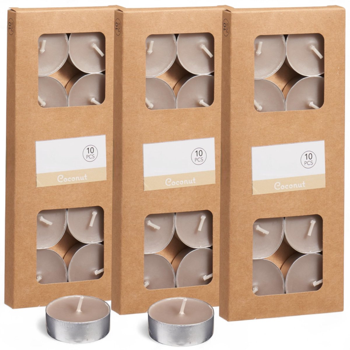 Dailygoods - Cosensi - Dailygoods - Set van 30 Gekleurde Theelichtjes in Kraftkarton