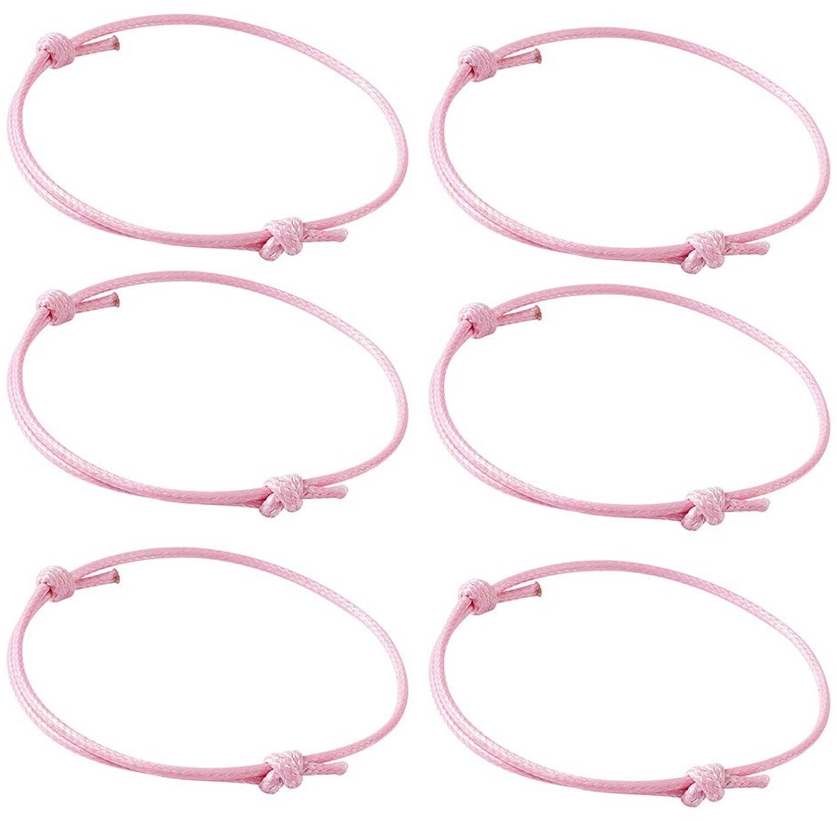 Dailygoods - Cosensi - Dailygoods - Set van 50 Verstelbare Vriendschapsarmbanden van Gewaxed Polyester in Roze
