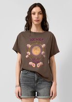 QS - female - Shirt met verwassen print en openvallende schouder