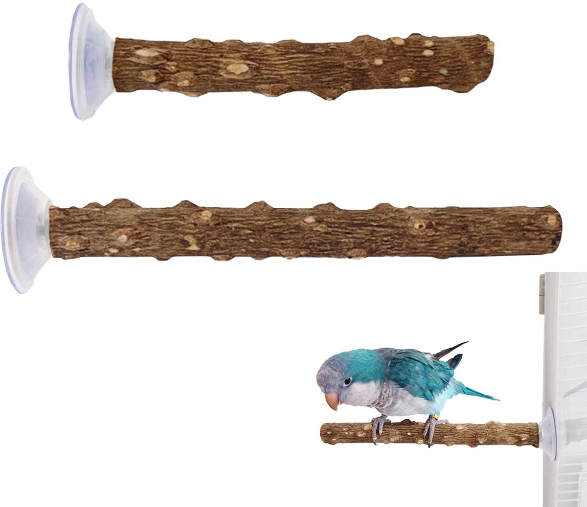 Dailygoods - Houten Kleerhangers met Zuignappen voor Papegaaien