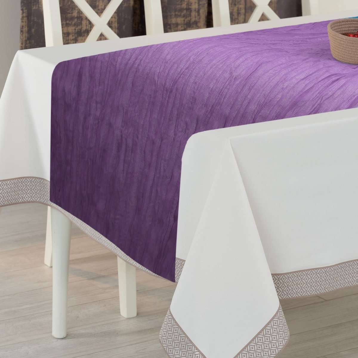 Dailygoods - Moderne Wasbare Tafelloper van Polyester 300 x 90 cm Paars