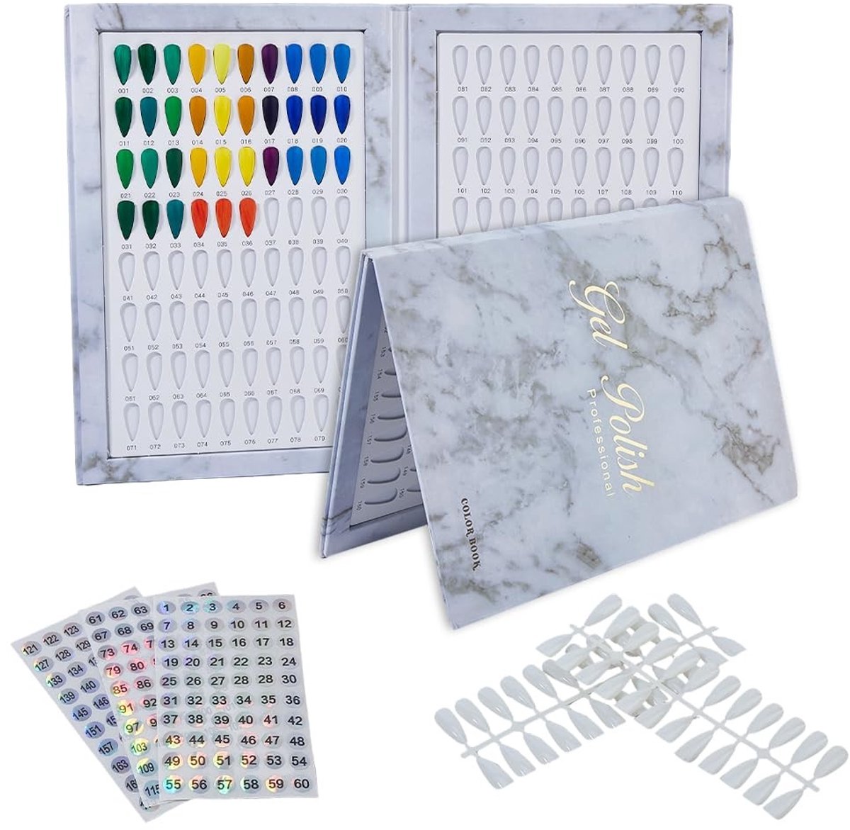 Dailygoods - Nagelkleurweergavekaart Boek met 192 Nageltips en Stickers