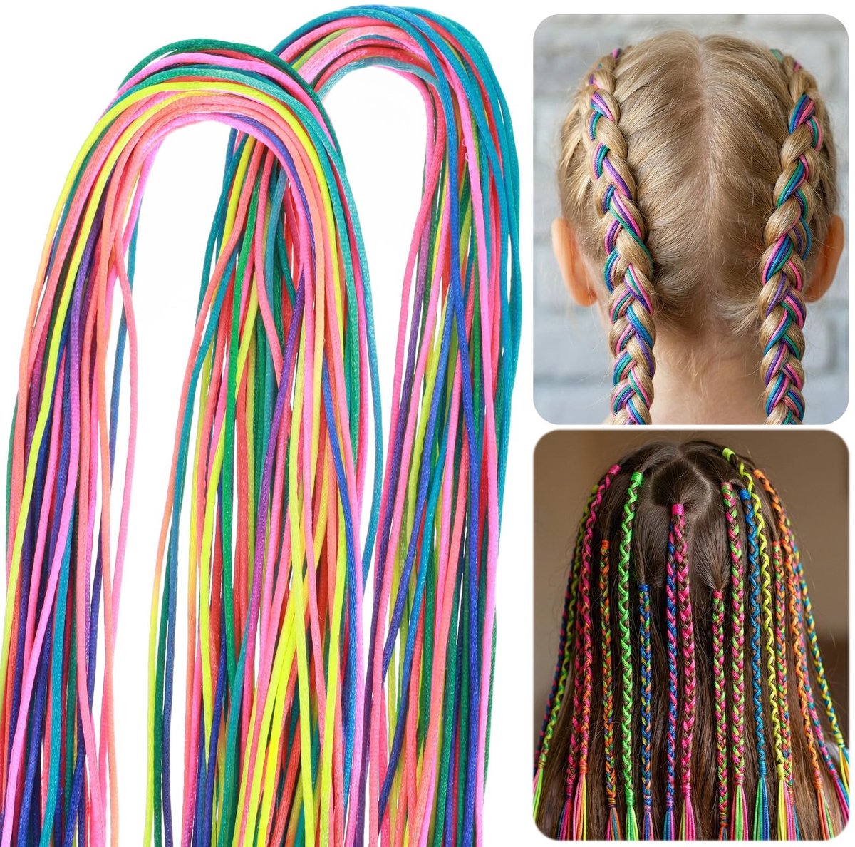 Dailygoods - 64-delige Set Kleurrijke Haar Wraps voor Vlechten en Styling