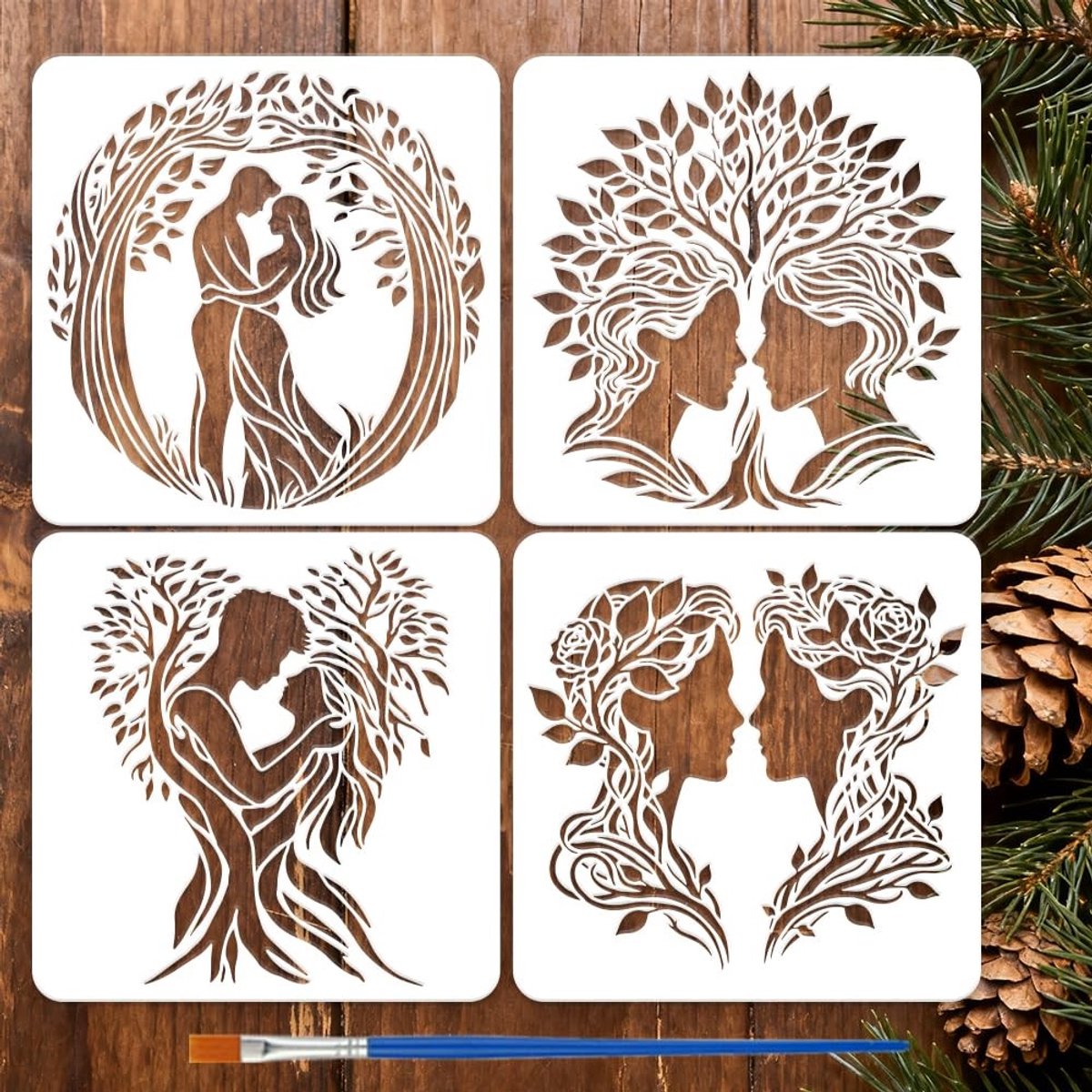 Dailygoods - 4-delige Stencils voor Koppels met Penseel
