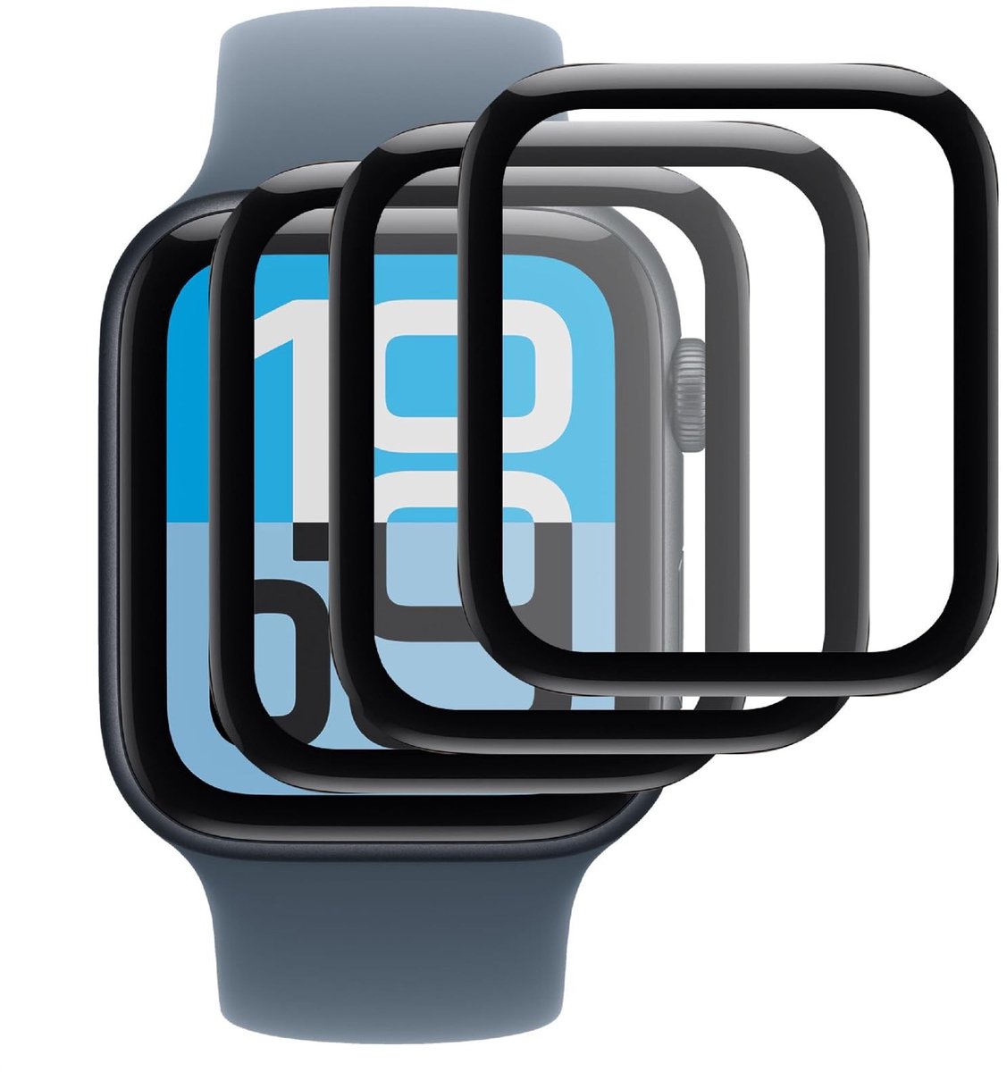 Dailygoods - Gehard Glas Displaybescherming voor Apple Watch SE 3 40mm, 3 Stuks