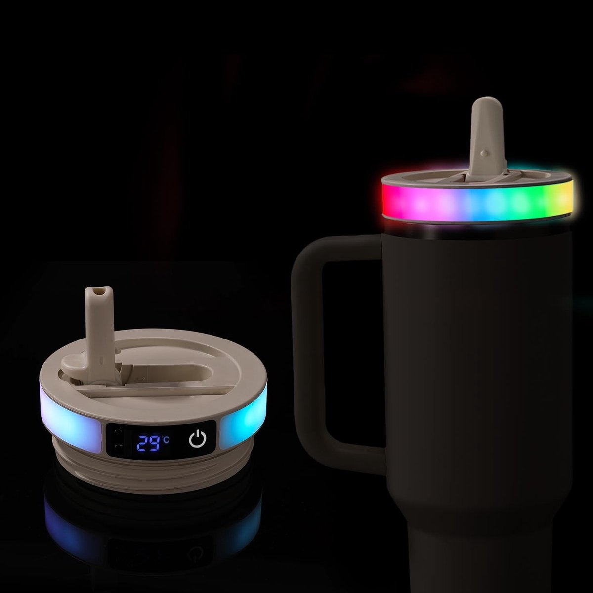 Dailygoods - LED Flip Straw Tumbler Deksel met Temperatuursensor