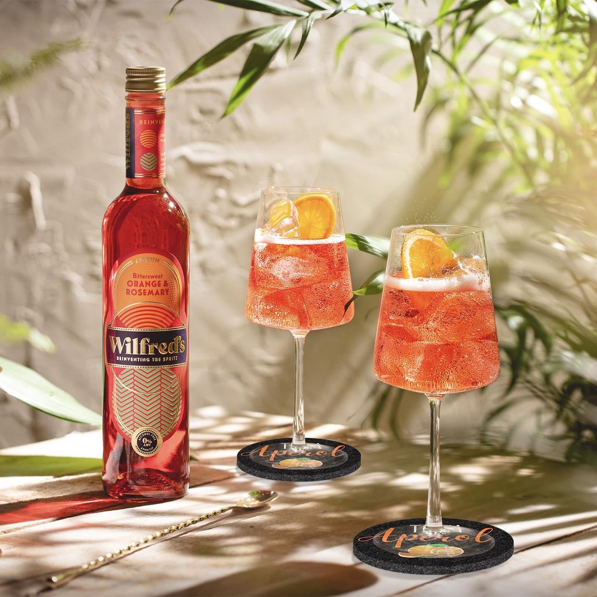 Dailygoods - Vilt Onderzetters met Glazen Rietjes voor Aperol Liefhebbers