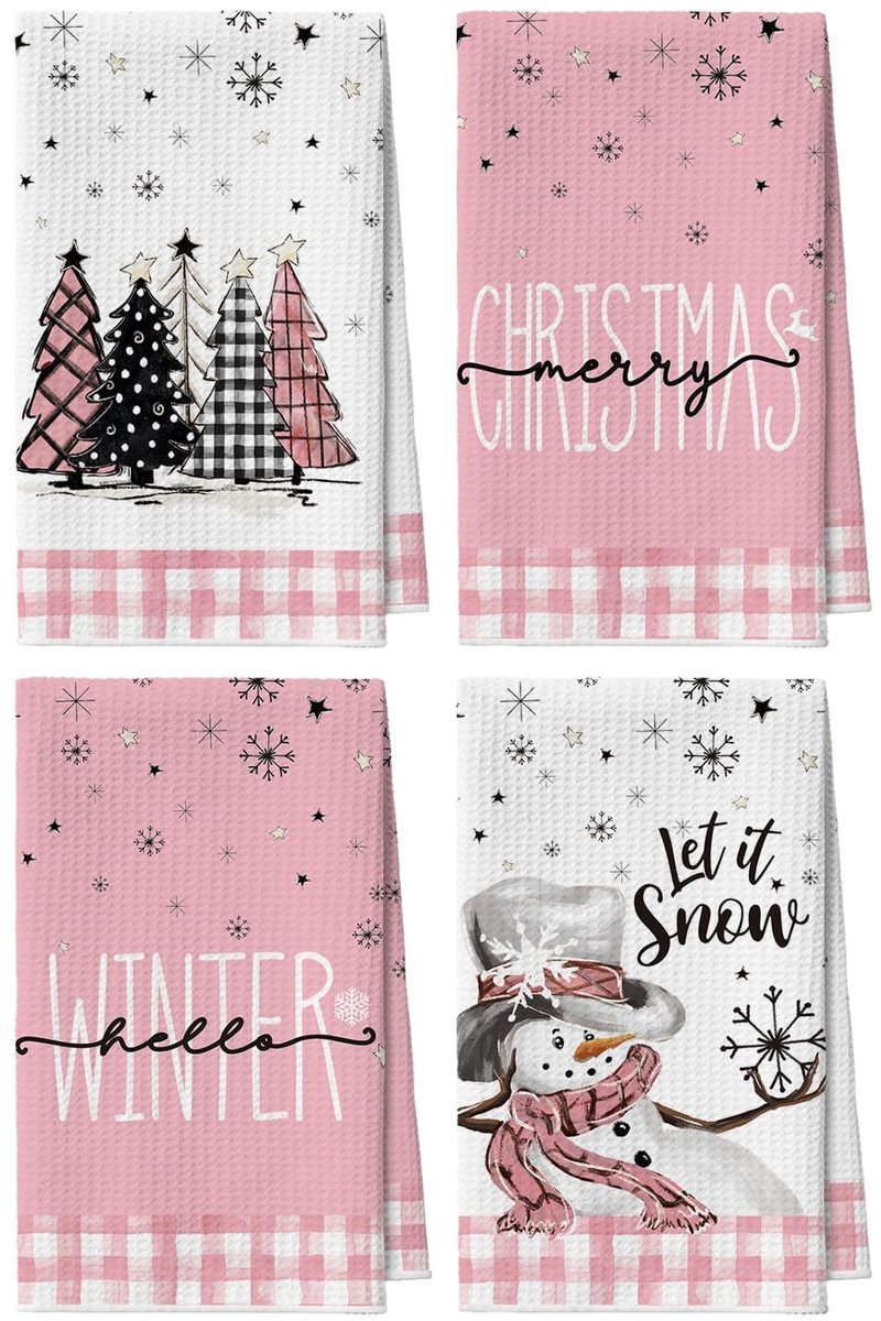 Dailygoods - Set van 4 Keukendoeken Microvezel met Kerst Design