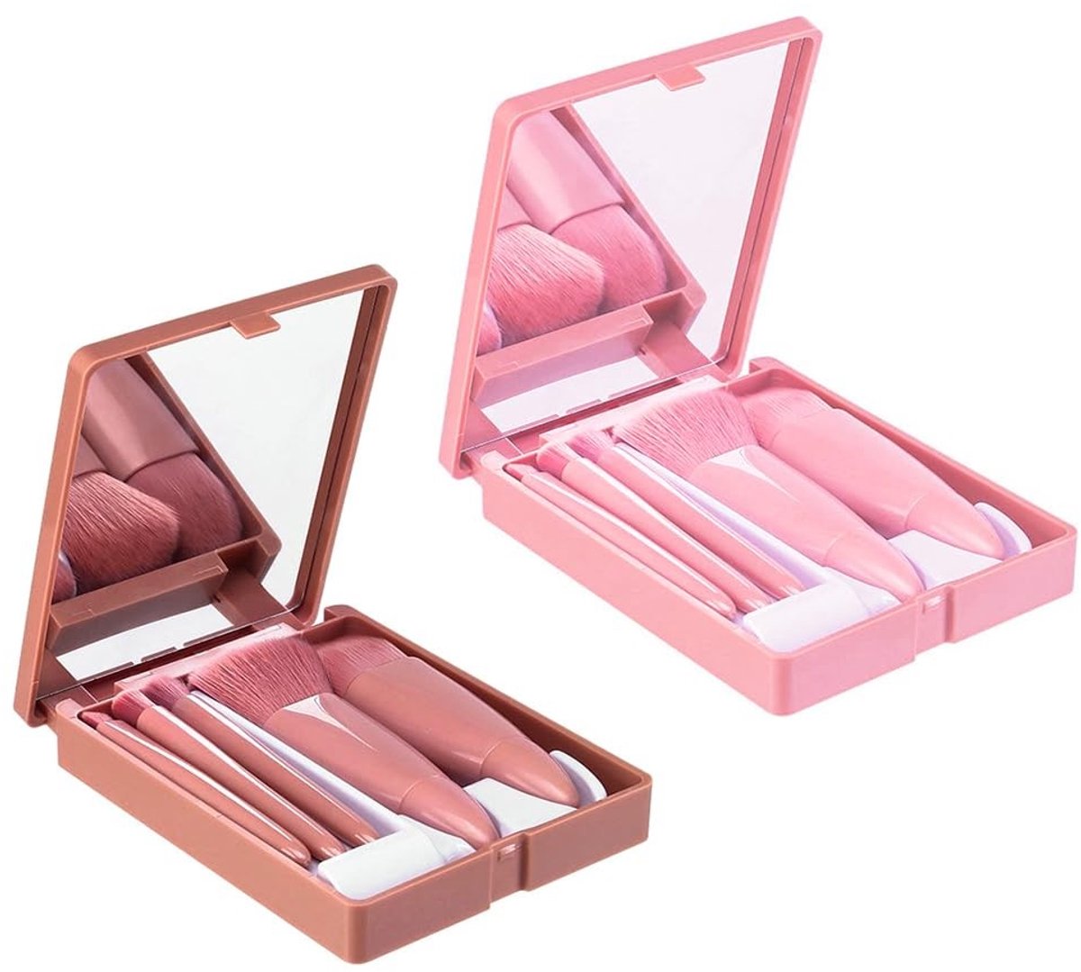 Dailygoods - Draagbare Make-up Kwasten Set met Spiegeldoos (10 stuks)
