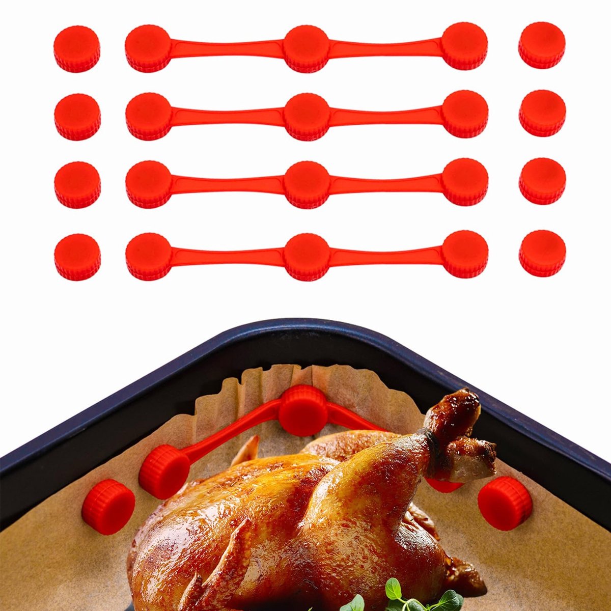 Dailygoods - Set van 4 Magnetische Siliconen Gespen voor Airfryer Bakpapier
