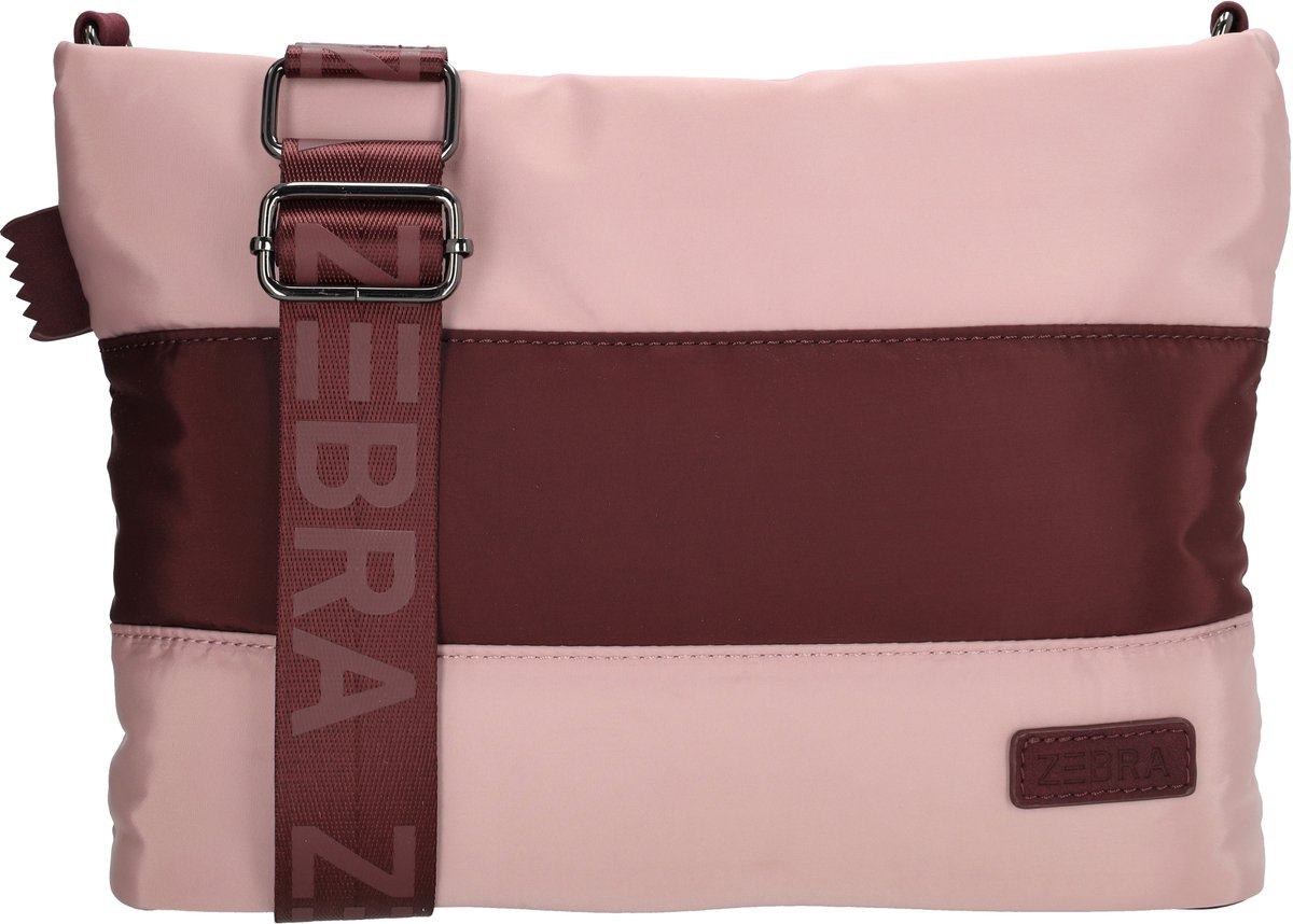 Zebra Trends Elske Crossbody Schoudertas - Trendy Puffer Dames Tas - Streep Burgundy old pink