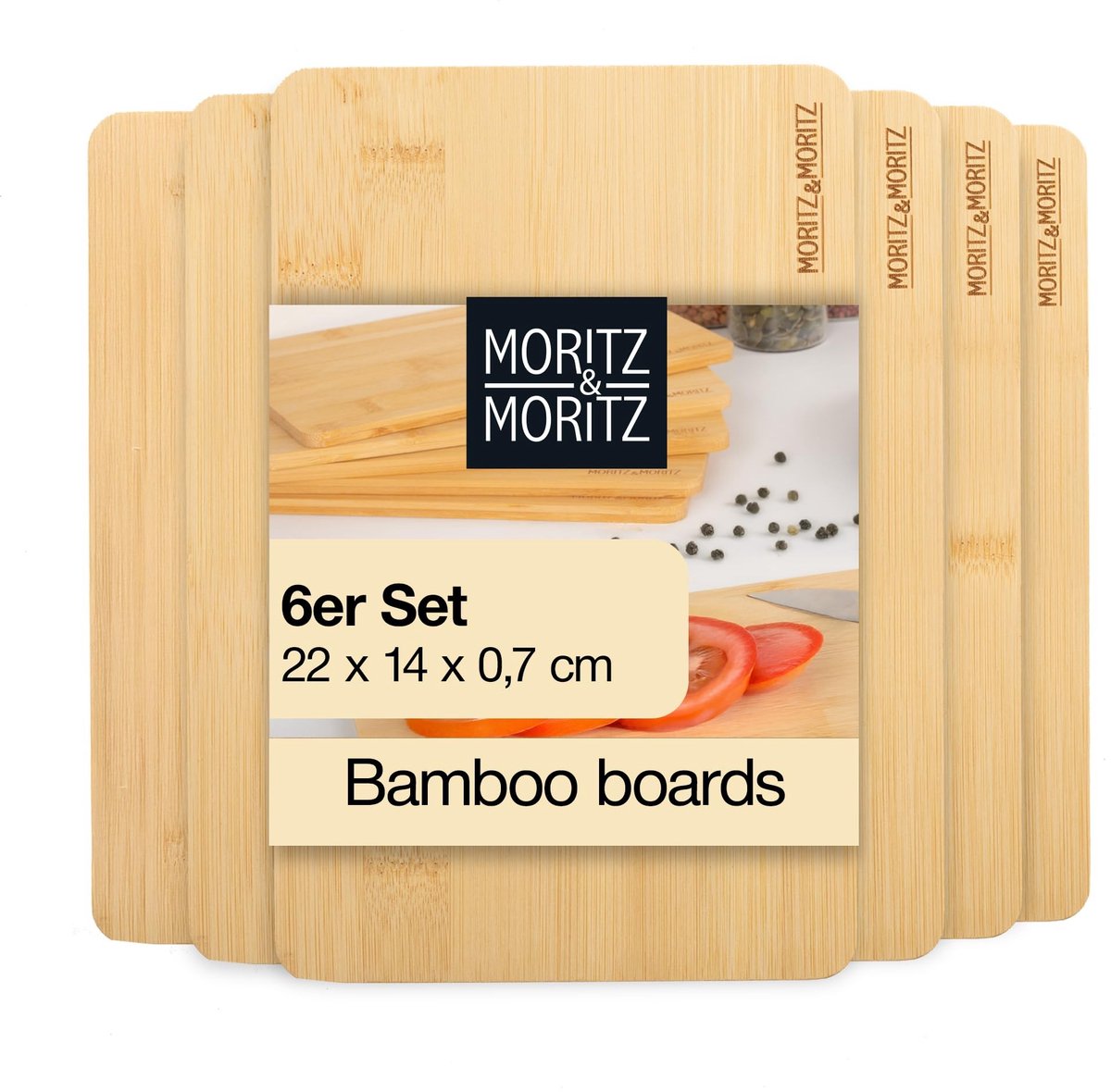 Dailygoods - Set van 6 Bamboe Snijplanken, 22 x 14 cm voor Keuken