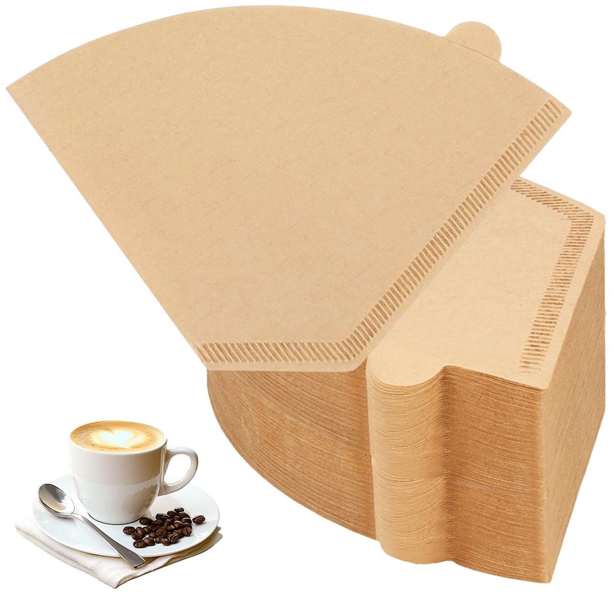 Dailygoods - Ongebleekt Koffiefilterpapier Kegels, 200 Stuks