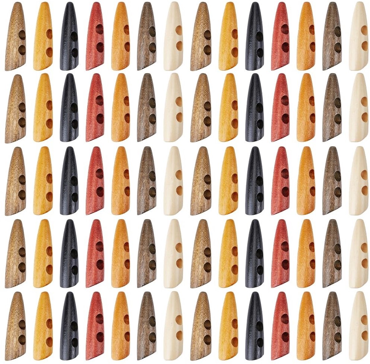Dailygoods - Set van 70 Houten Knoppen in Diverse Kleuren voor Naaien