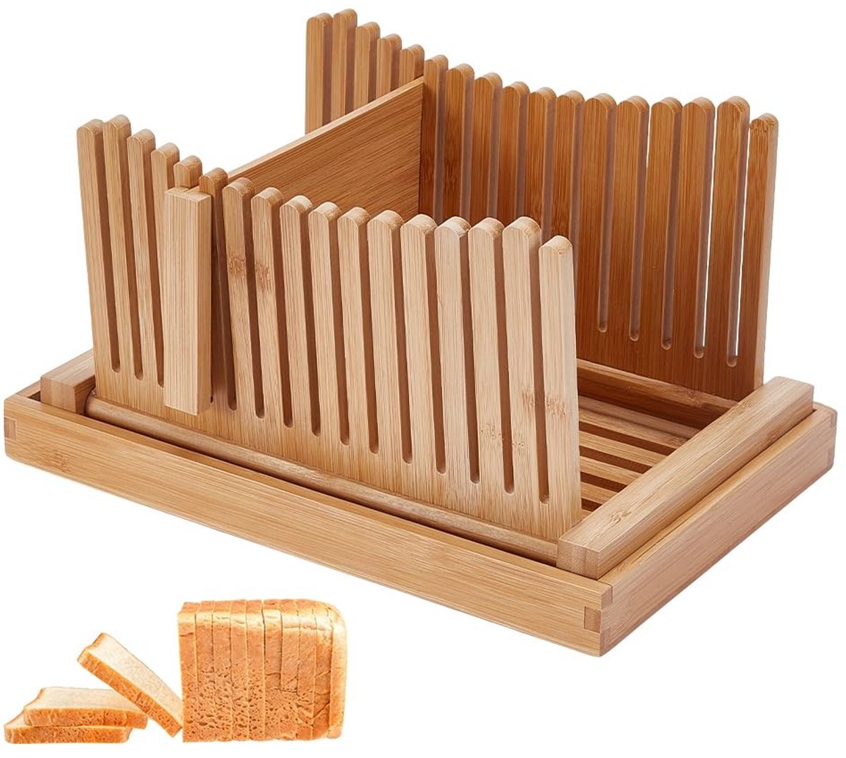 Dailygoods - Verstelbare Bamboe Broodsnijmachine met Kruimellade