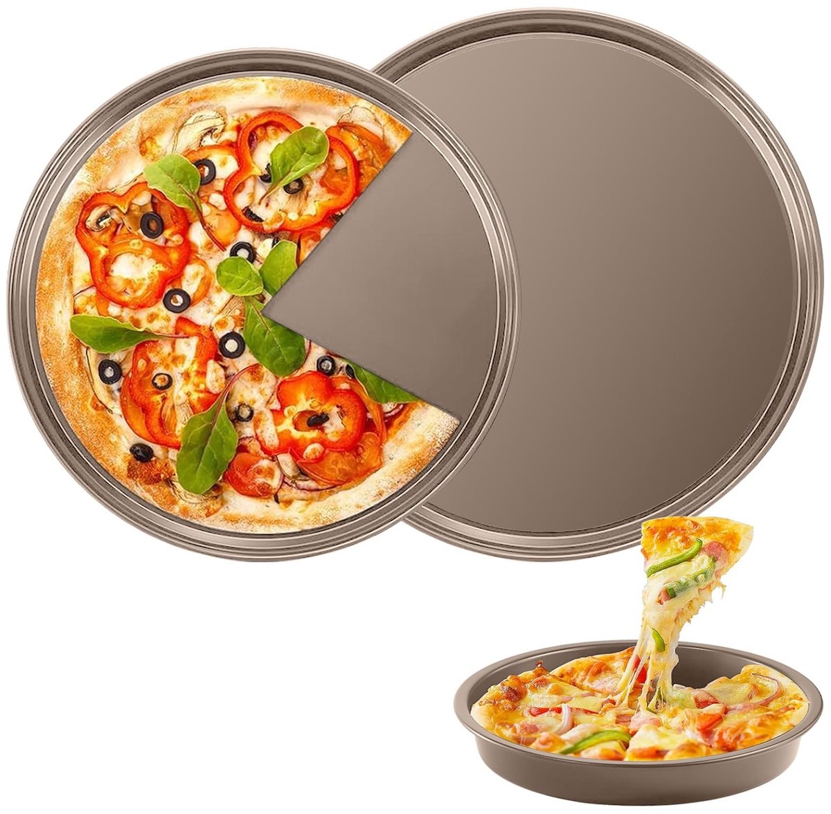 Dailygoods - Set van 2 Ronde Pizzabakplaten met Antiaanbaklaag