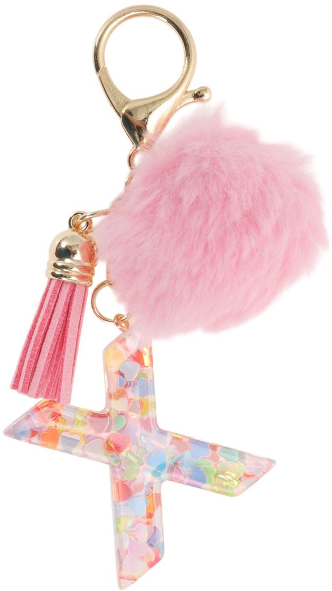 Dailygoods - Sleutelhanger met Beginletter en Bontbal voor Dames