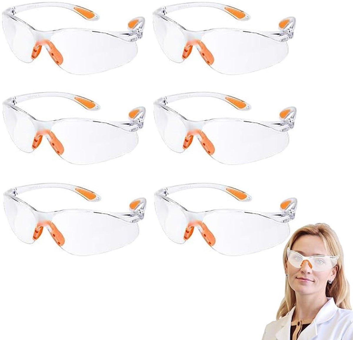 Dailygoods - Set van 6 Veiligheidsbrillen met Krasbestendige Glazen