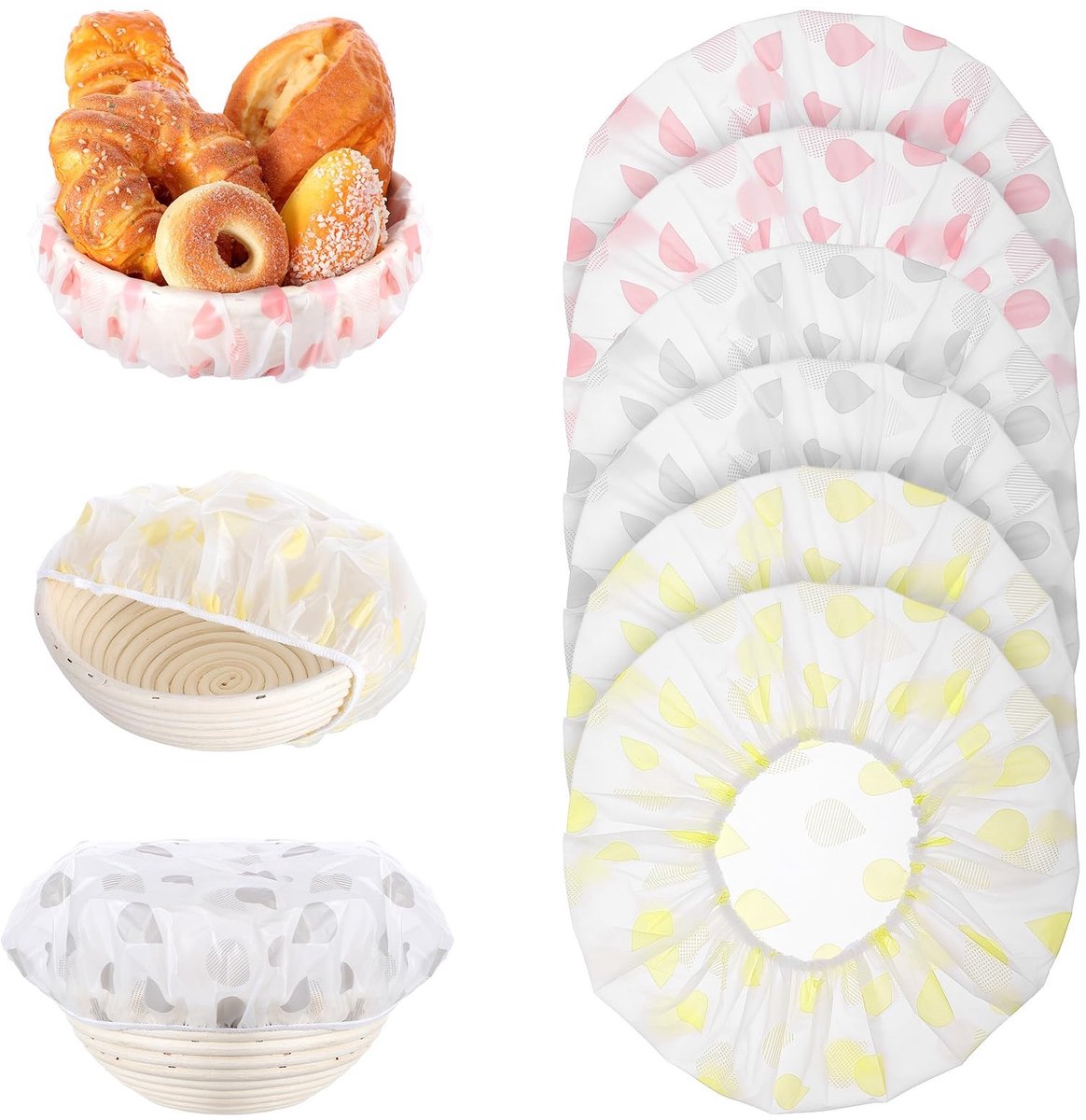 Dailygoods - Set van 6 Herbruikbare Afdekhoezen voor Voedsel