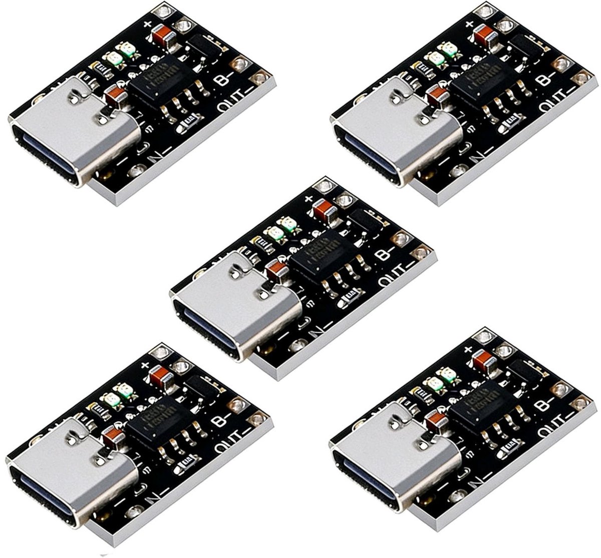 Dailygoods - 5 Stuks TP4057 USB C Lithium Batterij Laadbord met Bescherming