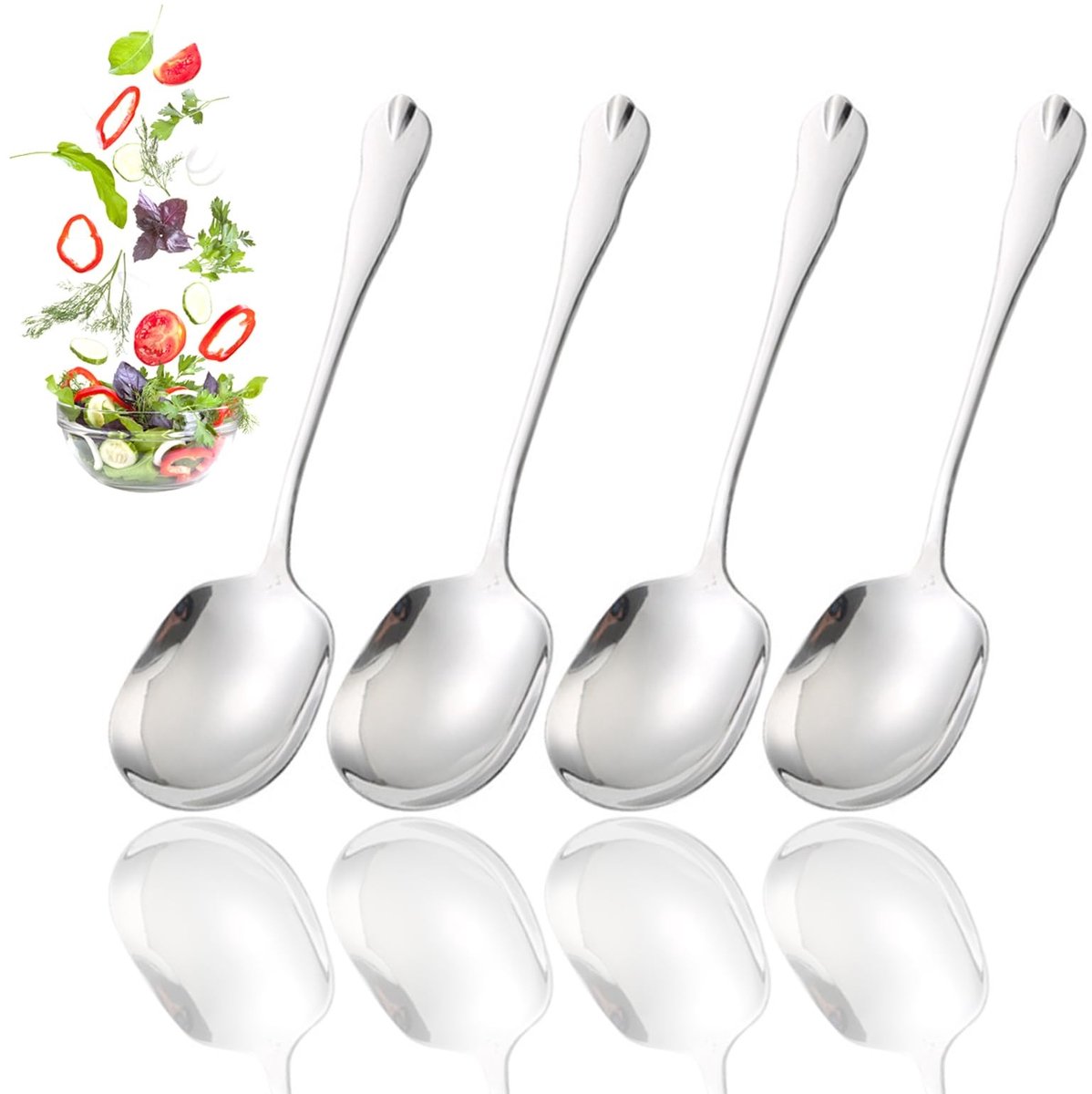 Dailygoods - Set van 4 Roestvrij Stalen Opscheplepels 21 cm