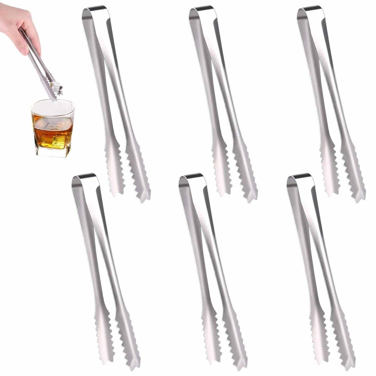 Dailygoods - Set van 6 RVS Ijstangen en Suikertangen voor de Keuken