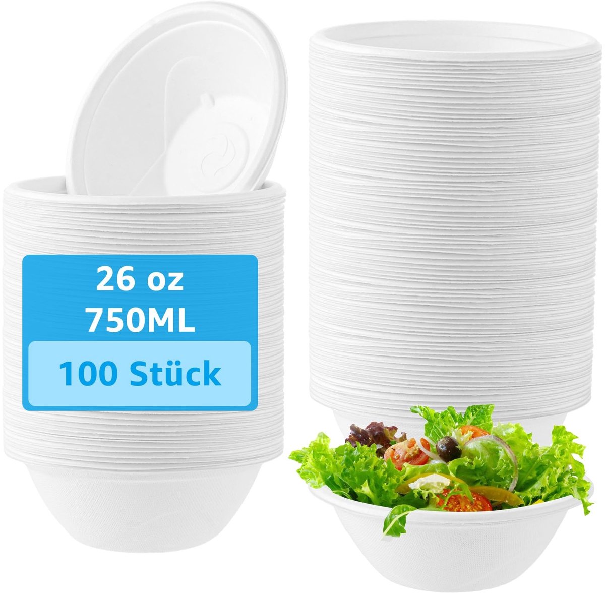 Dailygoods - Composteerbare Wegwerp Soepkommen van Suikerriet, 150 stuks