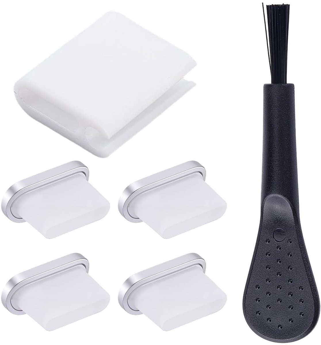 Dailygoods - 4Pcs Telefoon Stofpluggen met Reinigingsborstels