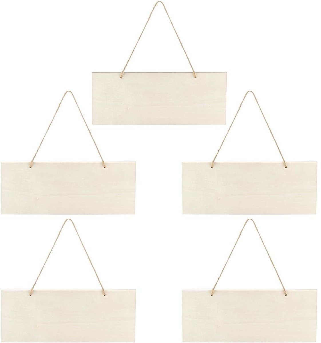 Dailygoods - Set van 5 Onbehandelde Houten Bordjes voor Decoratie