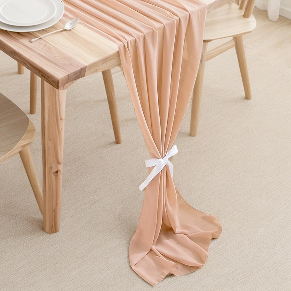 Dailygoods - Lichtroze Chiffon Tafelkleed 3m voor Diverse Gelegenheden