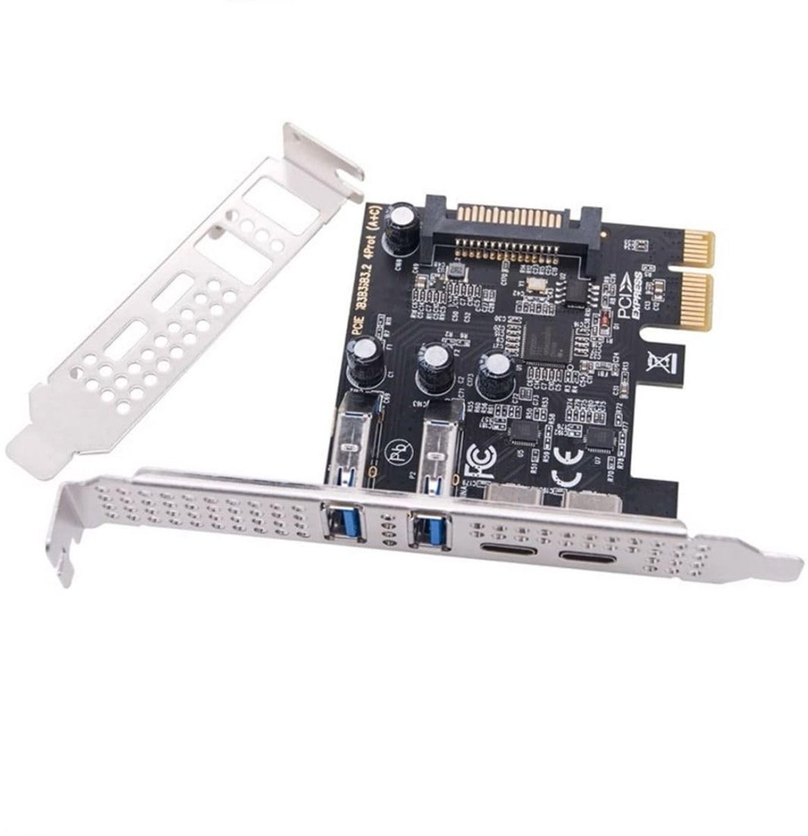 Dailygoods - 4 Port PCI-E naar USB 3.0/USB C HUB Adapter met SATA Power
