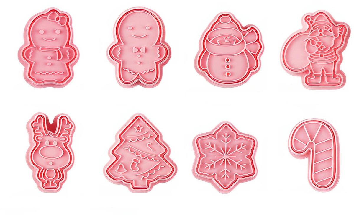 Dailygoods - 8 Stuks Koekjesvormen voor Kerstmis met Diverse Motieven