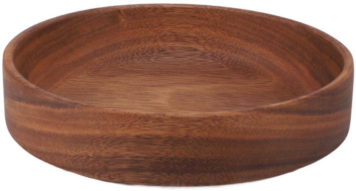 Dailygoods - Houten Fruitschaal voor Snacks en Desserts, Rond 20 cm