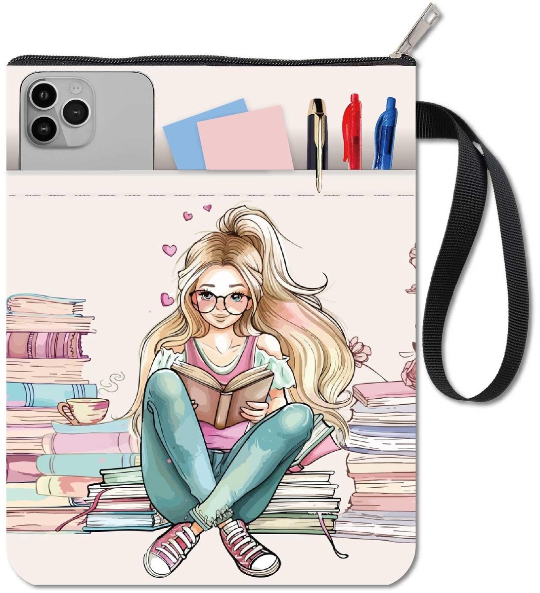 Dailygoods - Wasbare Boekhoes met Rits en Bloemenpatroon voor Bescherming