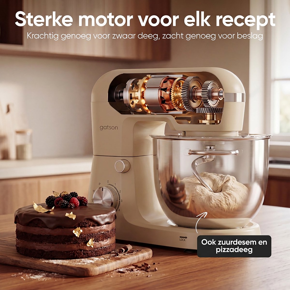 Gatson 1500W Keukenmachine - 10 Snelheden - 5L Mengkom - Dubbele Handvat - Keukenrobot - Keukenmixer - Foodprocessor - 1500W thumbnail 7