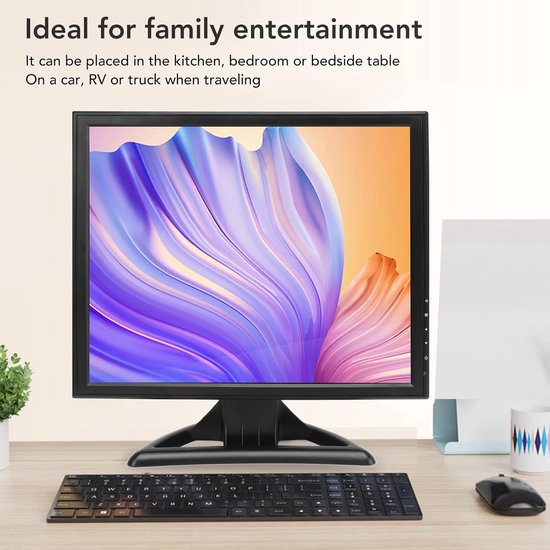 Draagbare Monitor - HD Scherm - Extra Beeldscherm - Ingebouwde Luidsprekers - 17 Inch - Zwart — afbeelding 3